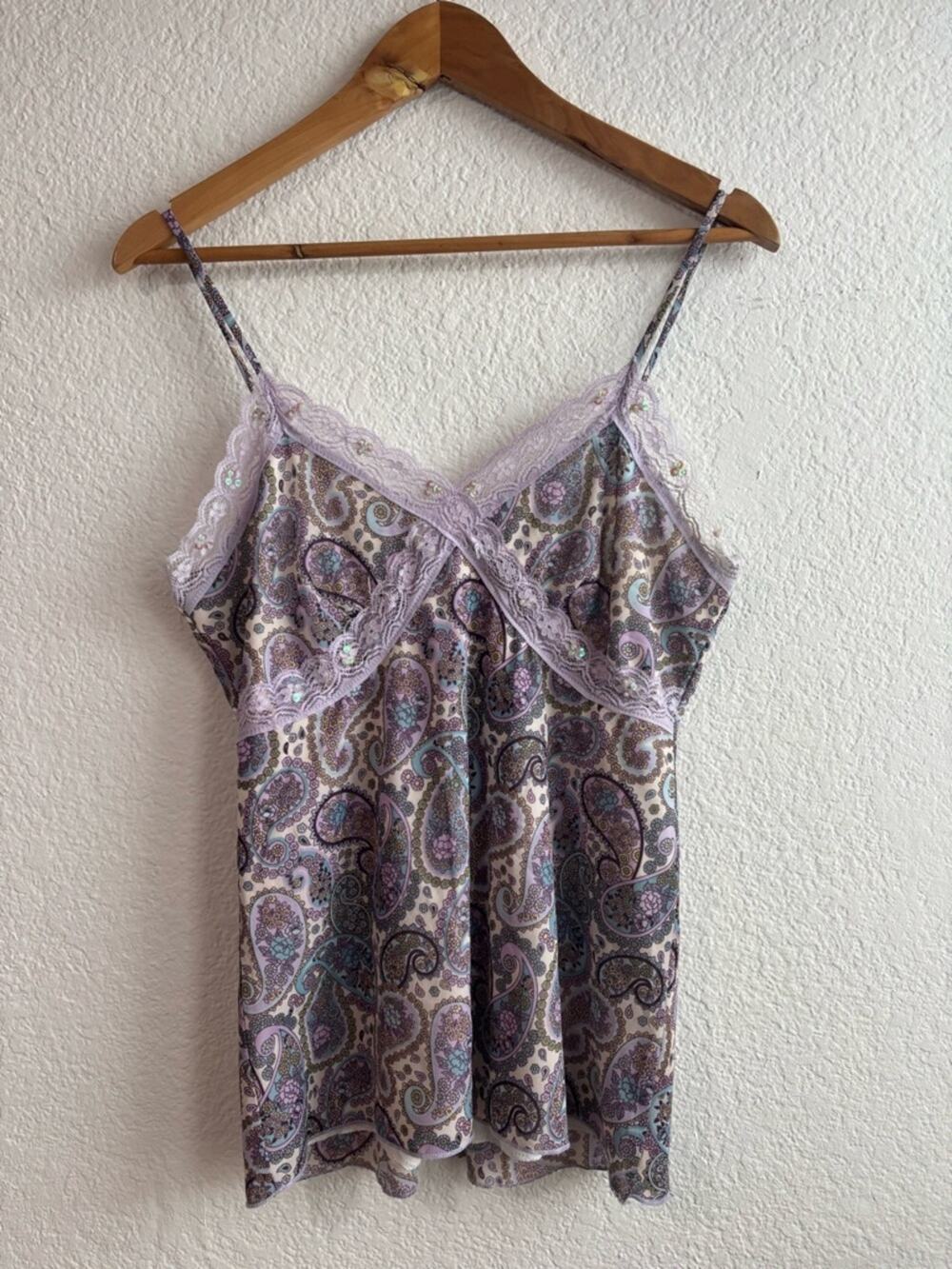 Y2K Xhilaration Lavender Paisley Lace Camisole